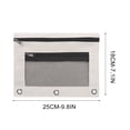 thumbnail image 2 of Pencil Pouch for 3 Ring Binder, Heavy Duty Canvas Dual Zipper Pen Bag with Clear Window, Smooth Metal Zipper, Fit Standard 3-Ring Binders for Office Travel Supplies (Gray), 2 of 6