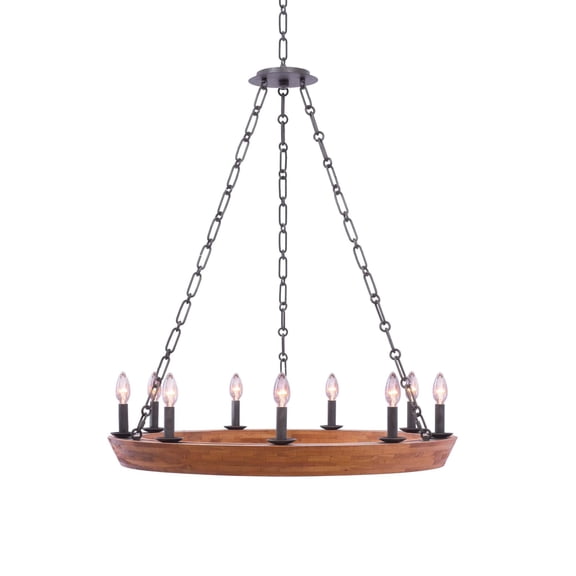 Kalco Lighting Lansdale 33" 9-light Farmhouse Wrought Iron Chandelier in Natural