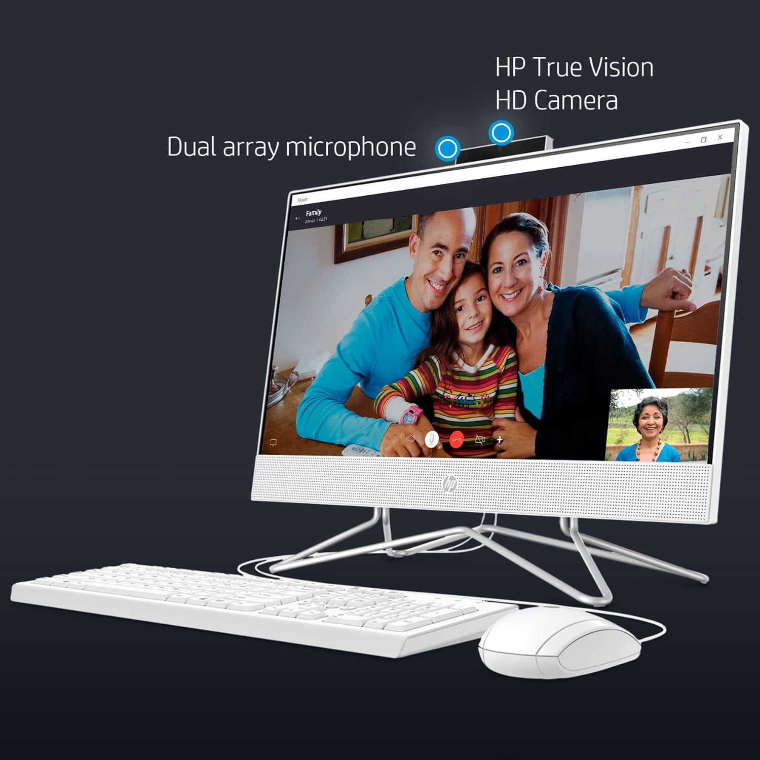 HP 22 AIO Windows 11 Home All-in-one Desktop Computer, Intel Celeron J4025, 16 GB, 512GB SSD, White