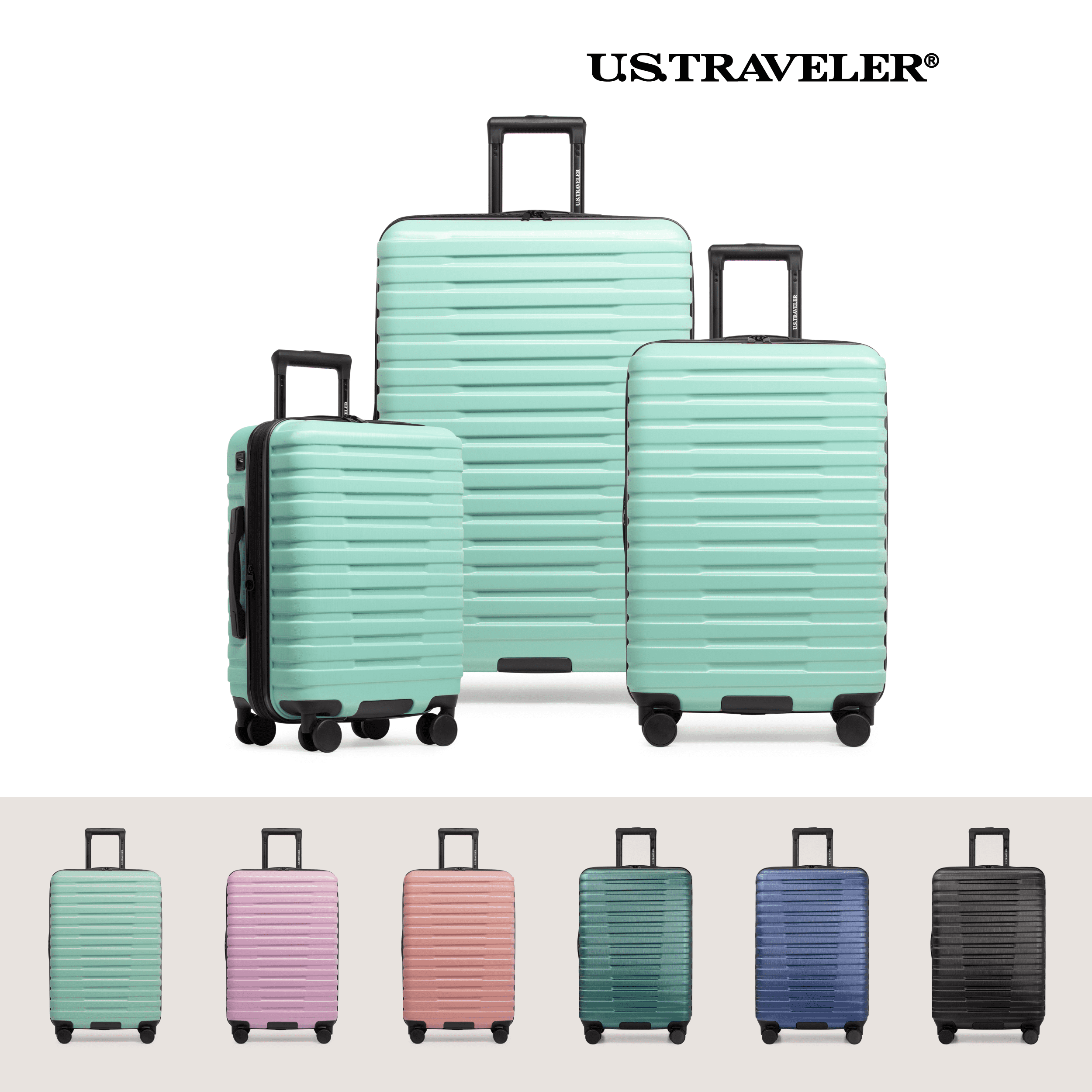 U.S. Traveler Boren Hardside Rugged Spinner Luggage, Mint, 30" Checked Large