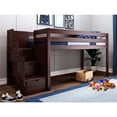 thumbnail image 2 of JACKPOT Contemporary Solid Wood Low Loft Twin Bed with 3 Step Stairway in Cherry, 2 of 6