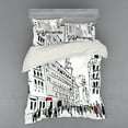 thumbnail image 2 of Ambesonne Urban Bedding Set 3 Pcs, Ink Cityscape Street View, Twin, Grey Black White, 2 of 3