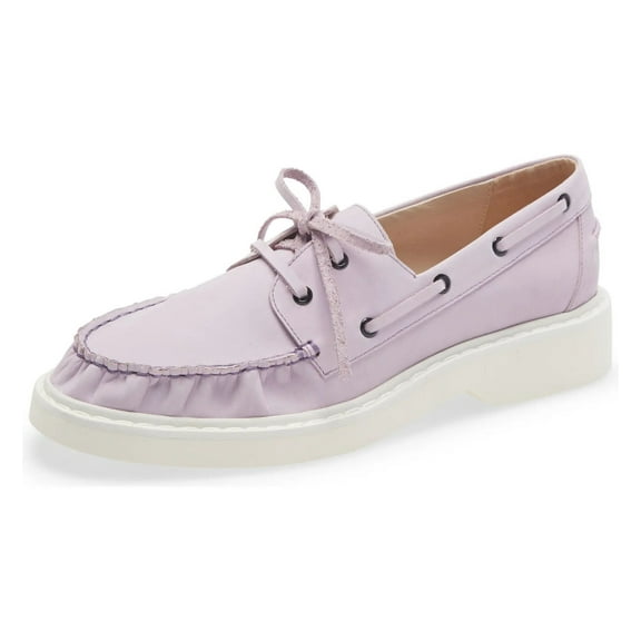 CECELIA NEW YORK Reedy Lace Up Lilac Purple Leather Boat Shoe Loafer (Lilac, 6)