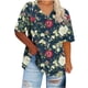 thumbnail image 1 of Puntoco Liquidación de blusas cortas para mujer Camisa básica estampada de manga corta con cuello en V y talla grande para mujer, 1 of 5