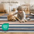 thumbnail image 4 of ODIKA 9'x12' Washable Area Rug Non-Shedding, Easy Care Rag Chindi Knit Striped Boho Vintage Stripe Bands Multi Banded for Master Suite, California King, Under Bed, 4 of 7