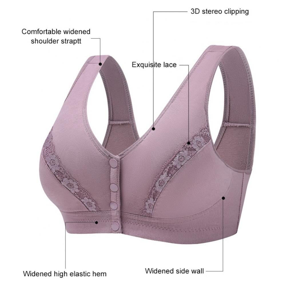  Printed Cotton Front Closure Bra for Middle-Aged and Elderly  Women Plus Size Wirefree Sleep Nursing Sports Bras Tank Tops (Color : Bean  Paste, Size : 36/80 (BC)) : Clothing, Shoes & Jewelry