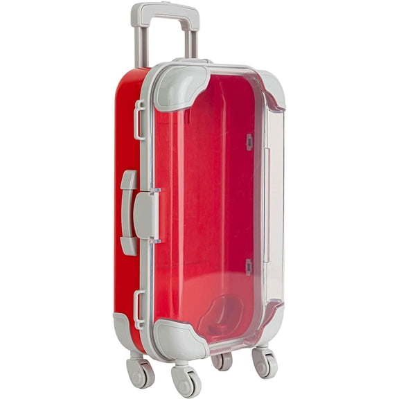 Hammont Cute Candy Treat Box and Holder Red Plastic Suitcase Candy Box 7.5"x5"x2.5 3 Pack