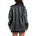 thumbnail image 3 of Leather Jacket Women Faux Oversized Motorcycle Coats 2025 Fall Fashion Outfits Winter Clothes Grey XL, 3 of 7