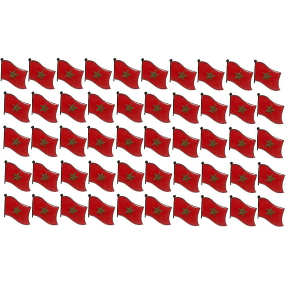 Wholesale Pack of 50 Morocco International Single Flag Lapel Pins, 50 Moroccan Enamel Tie & Hat Pin Badges with Over 100 Countries Available