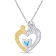 thumbnail image 4 of AFFY Mother's Day Jewelry Gift Heart Cut Simulated Aquamarine Two Tone Mom Pendant Necklace In 14k White Gold Over Sterling Silver, 4 of 7