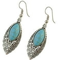 thumbnail image 5 of SPRING PARK Women Bohemian Oval Shape Artificial Turquoise Gemstone Fish Hook Dangle Drop Earrings, 5 of 5