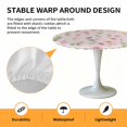 thumbnail image 2 of Elastic Fitted Round Tablecloth, Pink Spring Floral Waterproof Stretch Table Cover for 55"-60" Tables, Flowers Botanical Elegant Pastoral Washable Outdoor Tablecloths for Patio, Picnic, Camping, 2 of 9