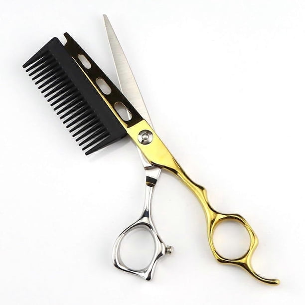 Tijeras de peluquería profesionales de 15 cm (6 pulgadas) JP440c, color dorado, con peine y mango ergonómico.