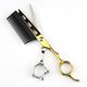 thumbnail image 1 of Tijeras de peluquería profesionales de 15 cm (6 pulgadas) JP440c, color dorado, con peine y mango ergonómico., 1 of 5