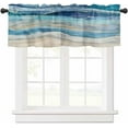 thumbnail image 3 of Coastal Beach Valances for Windows - Navy Blue Kitchen Curtains Valances - Abstract Blue Wave Window Valances Bathroom Window Treatment Modern Ombre Valances Curtains for Living Room Bedroom 54"x18", 3 of 6