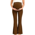 thumbnail image 6 of bbymog Women's Maternity Pants Over The Belly Wide Leg Pants Stretchy Lounge Trousers with Pockets Pregnancy Clothes Coffee-8 L, 6 of 6
