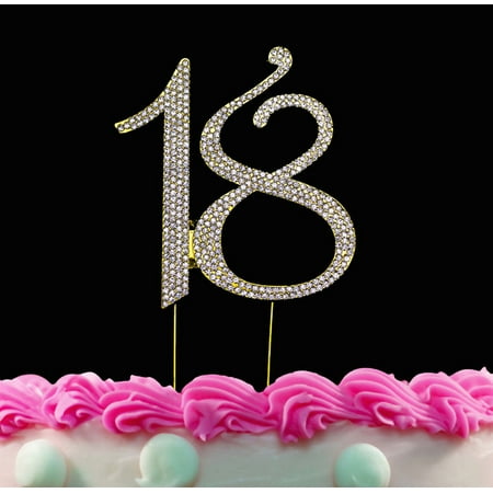 18th Birthday Cake Toppers Crystal Cake Topper 18 Gold Walmart