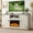 White, variant on ChVans Fireplace TV Stand w/ LED Lights & 26'' Electric Fireplace For 65" TVs Wall-Mounted, 60" Farmhouse TV Stand w/ Fireplace Mantel, Glass Storage Shelves