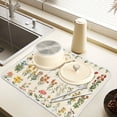 thumbnail image 2 of Yayeee Dish Drying Mat for Kitchen Counter 16" x 18" Microfiber Super Absorbent Coffee Decorative Pad, Beige Wildflowers, 2 of 9