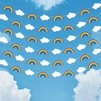 KatchOn, Hanging Rainbow Cloud Garland - 10 feet, Pack of 6, Pre-Assembled | Clouds Garland for Rainbow Party Decorations | Happy Birthday Decoration | Pride Decoration