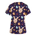 thumbnail image 4 of Blusa con cuello en V de manga corta para mujer, uniforme con bolsillos estampados de Pascua, blusa de enfermería Pompotops hkajfhjk460937, 4 of 4