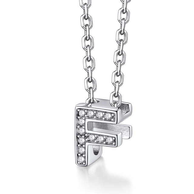 Collar inicial de plata esterlina Silvora con circonita cúbica letra F para niñas adolescentes