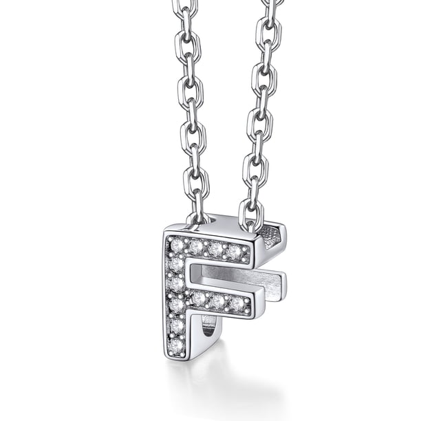 Collar inicial de plata esterlina Silvora con circonita cúbica letra F para niñas adolescentes