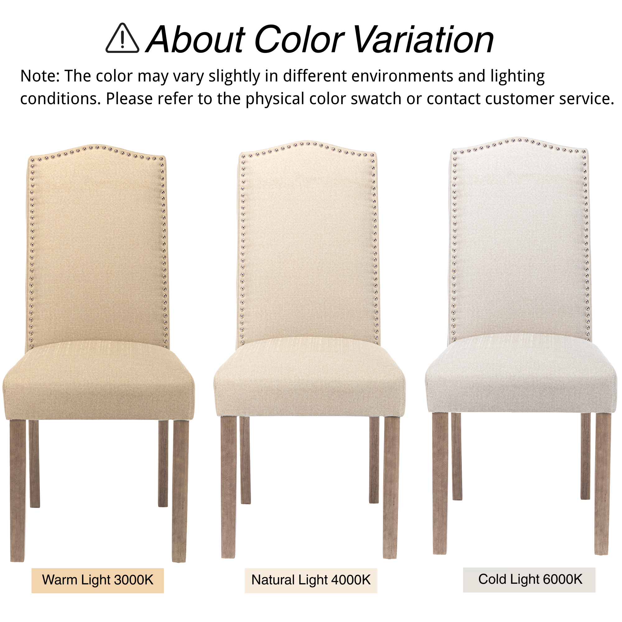 Snugway Dining Chair Beige Upholstered Parson Chair with Nailhead Trim, Set of 6