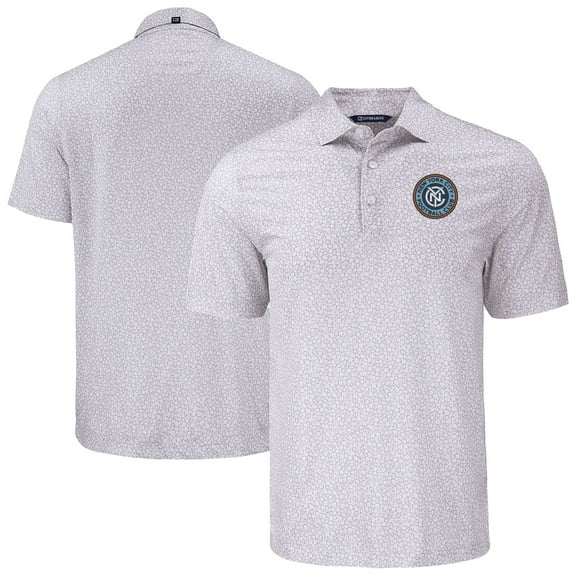 Men's-Cutter & Buck  Gray New York City FC Big & Tall Pike Eco Flora Print Recycled Polo