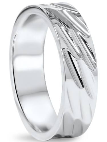 Jewelry Stores Network 6mm Sterling Silver Polished Center Carved Wedding Band Ring