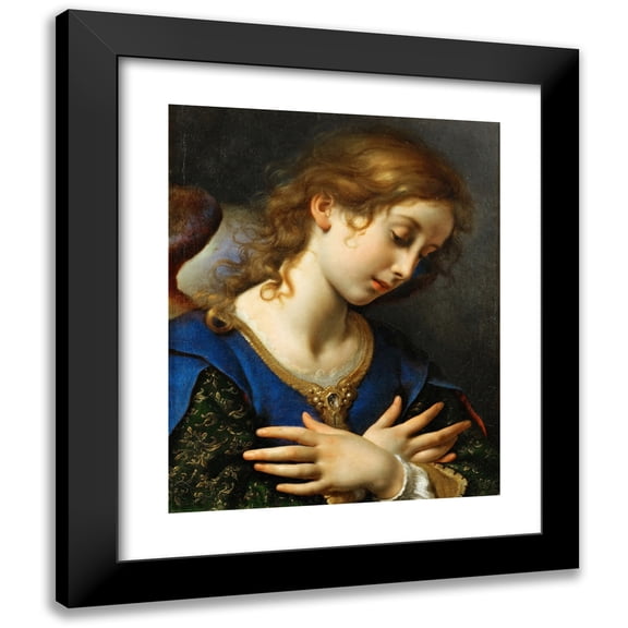 Carlo Dolci 12x14 Black Modern Framed Museum Art Print Titled - The Angel of the Annunciation (C.1653)
