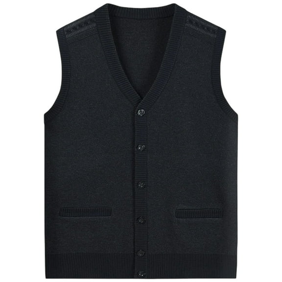 JTieacloth Sleeveless Sweater Vest Sweater Vest Men's Sleeveless Knitted Vest V Neck Knitted Vest Spring Plain Sleeveless Knitted For Men(Black)