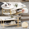 thumbnail image 5 of Gymax Nesting Coffee Table Set of 2 Faux Marble Top Detachable w/ Storage Shelf Gold, 5 of 10