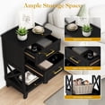 thumbnail image 4 of Superjoe Tall Nightstand Set of 1, Side Table with 2 Drawers and Open Shelf Below, Bedside Table with Solid Feet, Modern Night Stand End Table for Bedroom, Living Room, Home Office, Black, 4 of 9