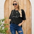 thumbnail image 6 of Xmyrz T Shirts For Women Graphic Short Sleeve Letter Print Baggy Recreation Simplistic Outdoor Casual Tops Casual Blouses, 6 of 7