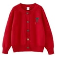 thumbnail image 1 of RXIRUCGD Industrie Lourde Cardigan Tricoté au Crochet à la Main pour Filles en Coton à Col Rond Chandail Veste pour Enfants ( Rouge, Taille : 3 Ans ), 1 of 3