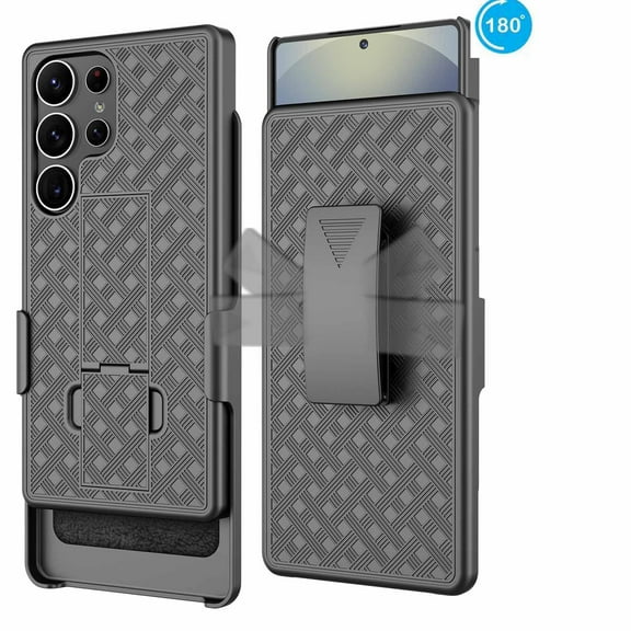Njjex Case for Galaxy S25 Ultra[with Belt Clip Holster Case]Slim Combo Shell with Kickstand Swivel Belt Clip Holster Rugged Shockproof Antiscratch Protective Cover for Samsung S25 Ultra 6.8"(Black)