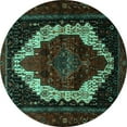 thumbnail image 1 of Ahgly Company Machine Washable Indoor Round Persian Turquoise Blue Traditional Area Rugs, 5' Round, 1 of 4