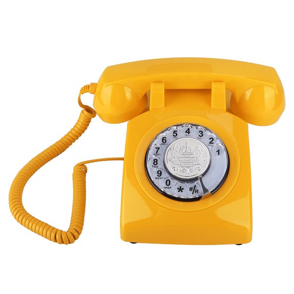 Teléfono fijo NikouMX de Marcación Rotativa retro color amarillo