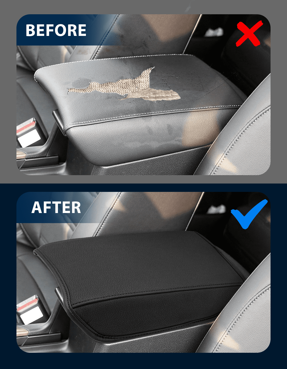 KBH Center Console Cover for Honda CRV Accessories 2017-2022, Leather Middle Console Armrest Cover Protector for Car Interior, Black