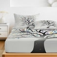 thumbnail image 6 of Full Size Fitted Sheet Set - Music Tree 3 Piece Bedding Sets 16" Deep Pocket Fitted Sheet with 2 Pillowcases Modern Abstract Art Note Branches Brushed Microfiber Hotel Luxury Bed Sheets, 6 of 9