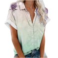 thumbnail image 1 of Pompotops Blouse Décontractée à Col pour Femmes Manches Courtes Imprimé Chemise Ample Boutons Cardigan Liquidation, 1 of 5