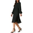 thumbnail image 4 of INSPIRE CHIC Women's Lantern Sleeve High Waist Maxi Wedding Guest Dress XL Black, 4 of 6