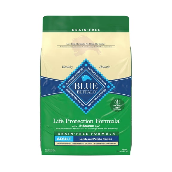 Blue Buffalo Life Protection Formula with Lamb and Potatoes Natural Grain Free Adult Dry Dog Food, 11 lbs.