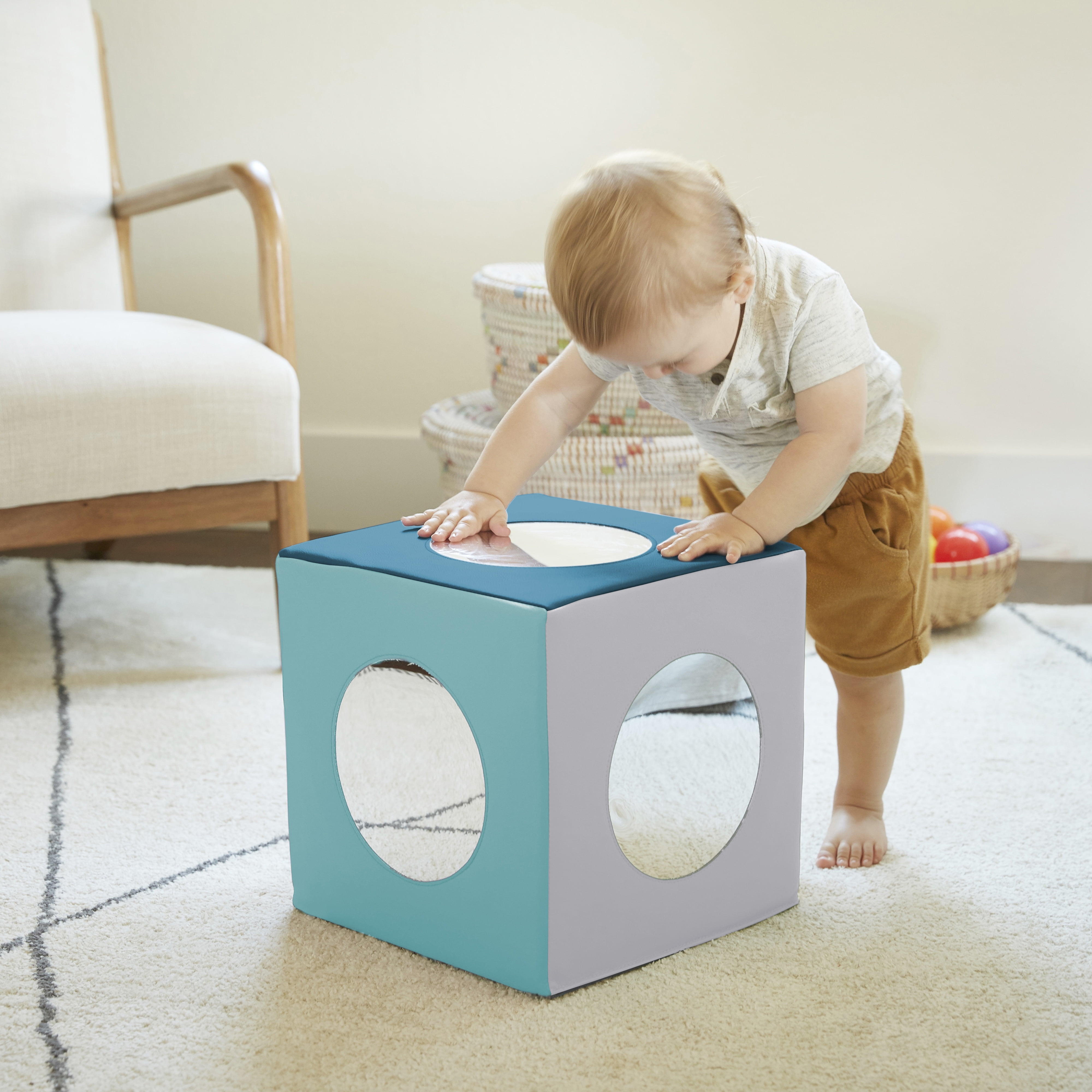 ECR4Kids SoftZone Mirror Activity and Sensory Play Cube, Baby Essentials, Contemporary