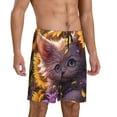 thumbnail image 2 of Sikiie Sunshine Cute Cat Sunflower Mens Pajama Shorts, Lightweight Lounge Pant with Pockets Soft Sleep Pj Shorts for MenLarge, 2 of 6