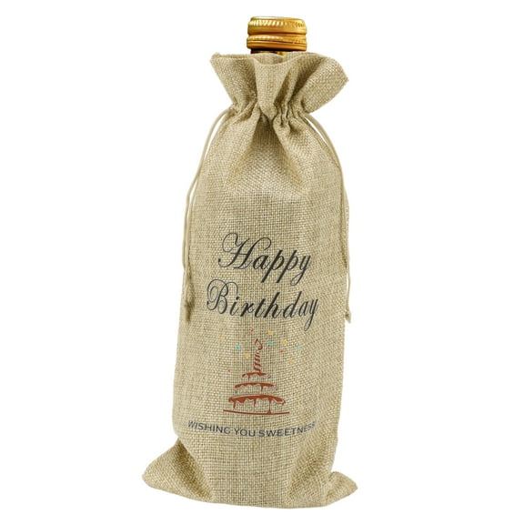Cake Pattern Wine Bags Wine Bottle Gift Bags w/ Drawstrings for Weddings Christmas Home Storage Khaki
