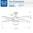 thumbnail image 3 of 52" LED Light Matte Black Blade Ceiling Fan with Remote with 4 blades, 3 of 7