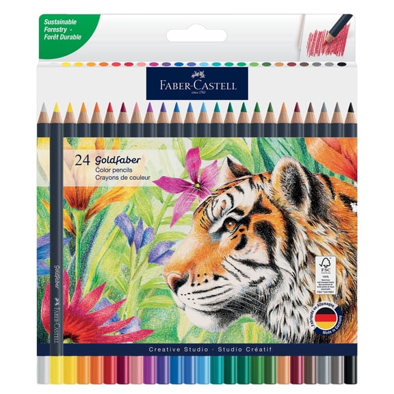 Faber-Castell Goldfaber Color Pencils: Great Back to School Art Supplies Must Have | Smooth, Blendable, Break-Resistant Cores (24 Count)