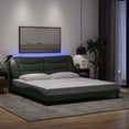 thumbnail image 2 of vidaXL Bed Frame with LED Lights Dark Grey 193x203 cm Fabric, 2 of 5